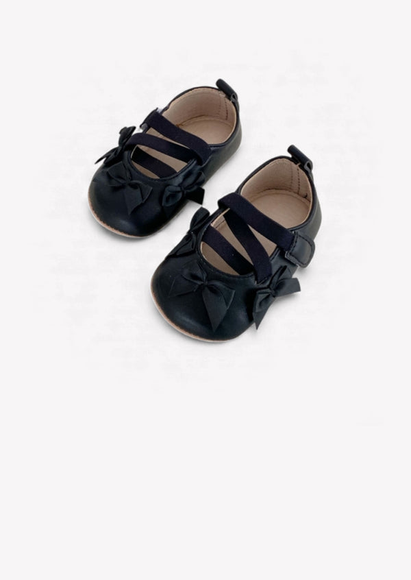 Cross Strap Ballet Flats Baby Shoes in Black