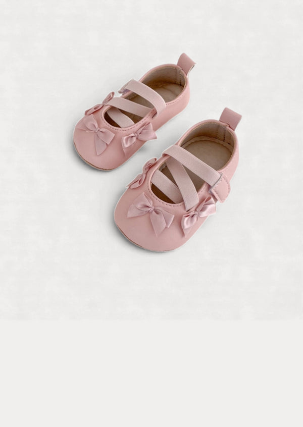 Cross Strap Ballet Flats Baby Shoes in Pink