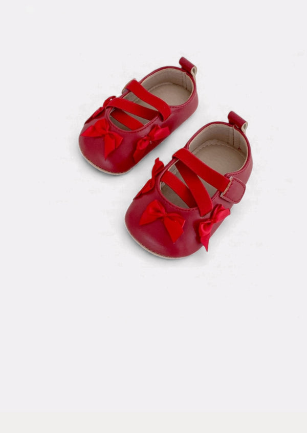 Cross Strap Ballet Flats Baby Shoes in Red