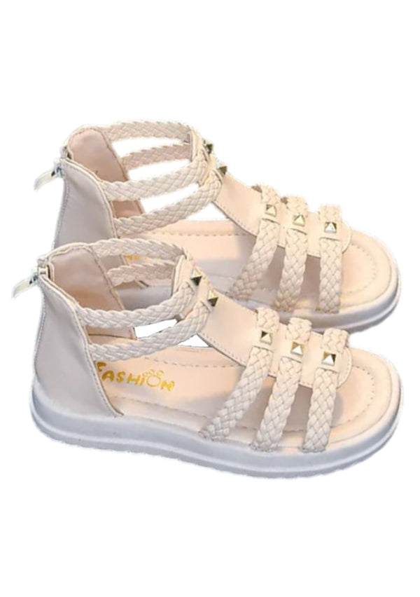 Braided Gladiator Sandals in Cream