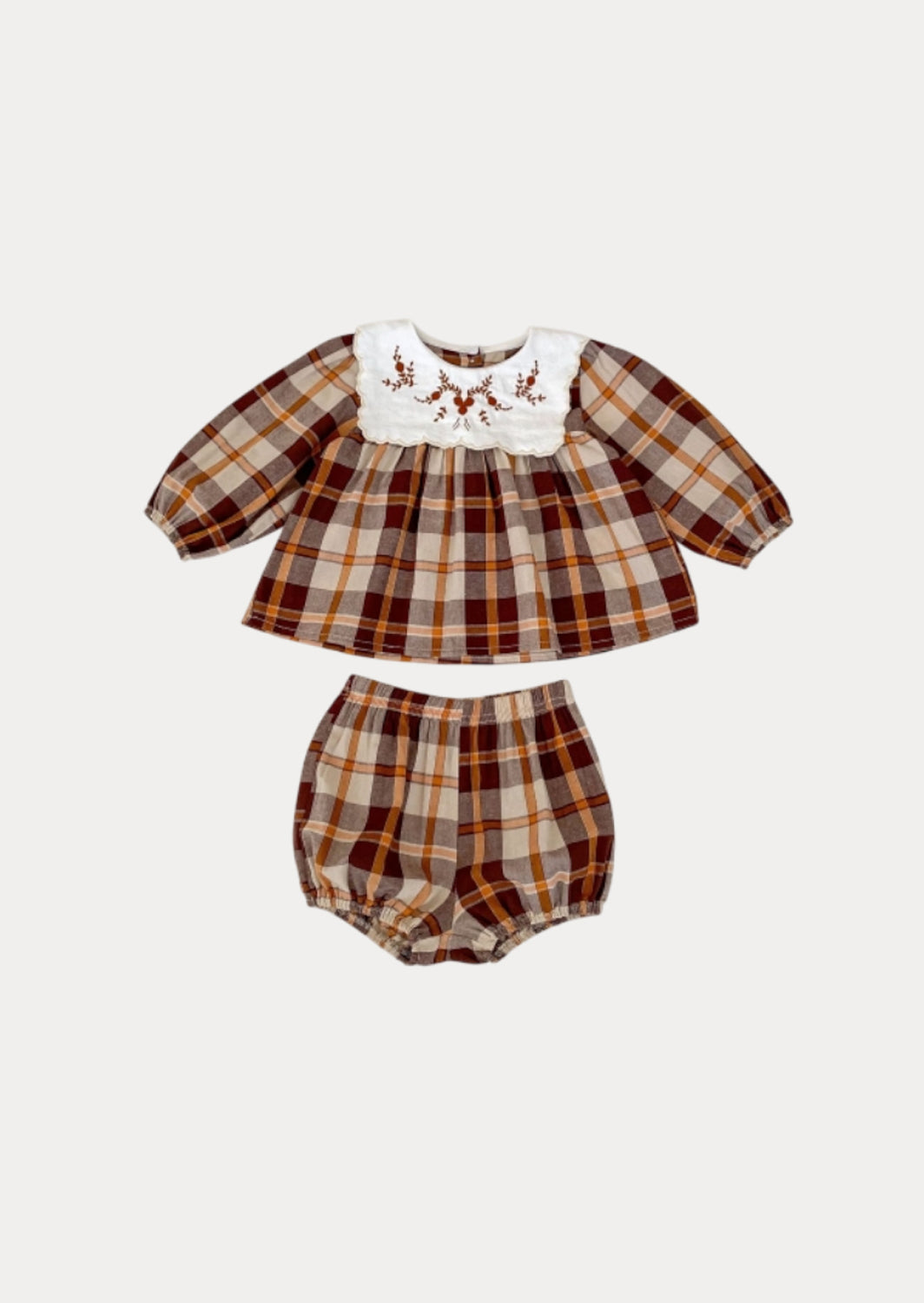 Autumn Brown Plaid Bloomer Set