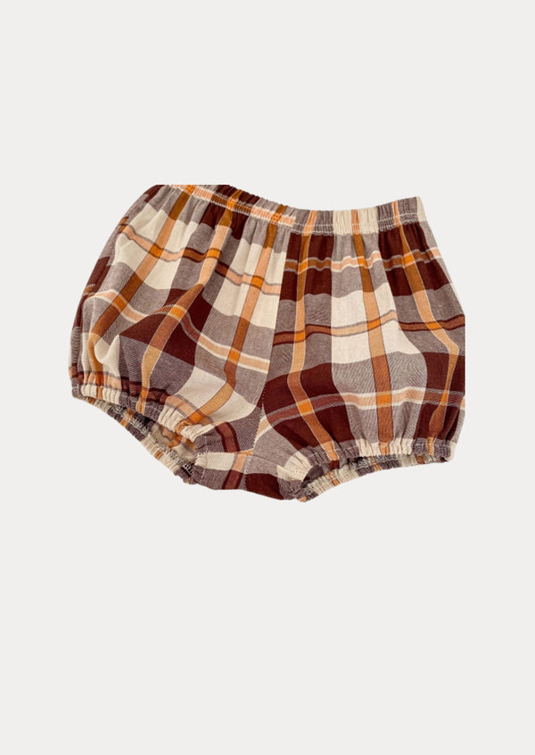 Autumn Brown Plaid Bloomer Set