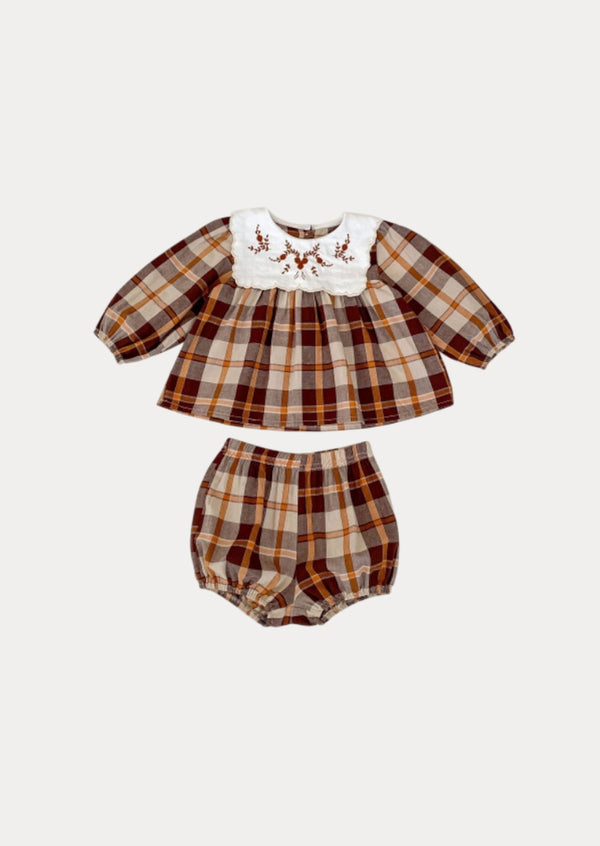 Autumn Brown Plaid Bloomer Set
