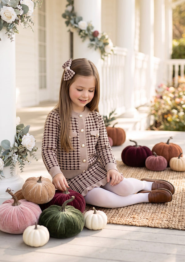 Girls Button Down Sweater & Skirt Set | Girls Fall Clothes & Outfits