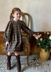 Ruby June Brown Plaid Smocked Dress