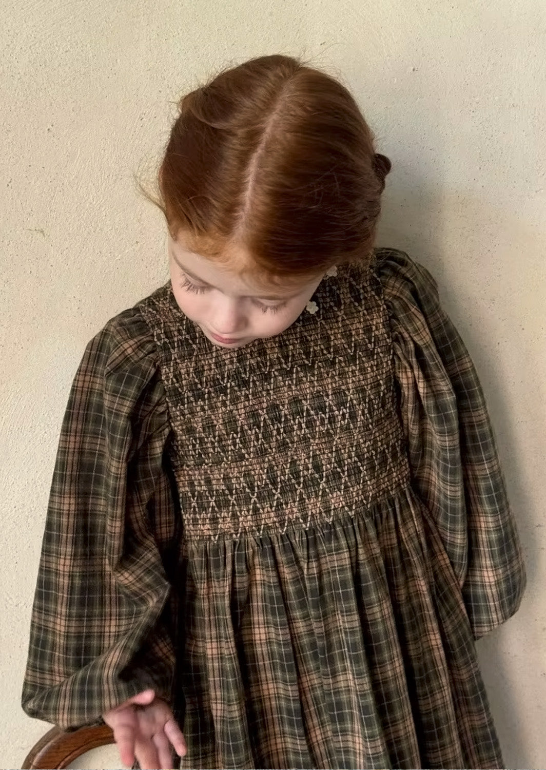 Ruby June Brown Plaid Smocked Dress