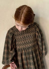 Ruby June Brown Plaid Smocked Dress
