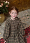 Ruby June Brown Plaid Smocked Dress