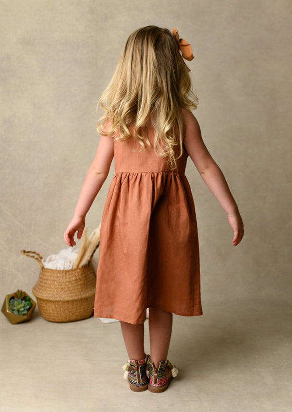 Brown Linen Cami Dress
