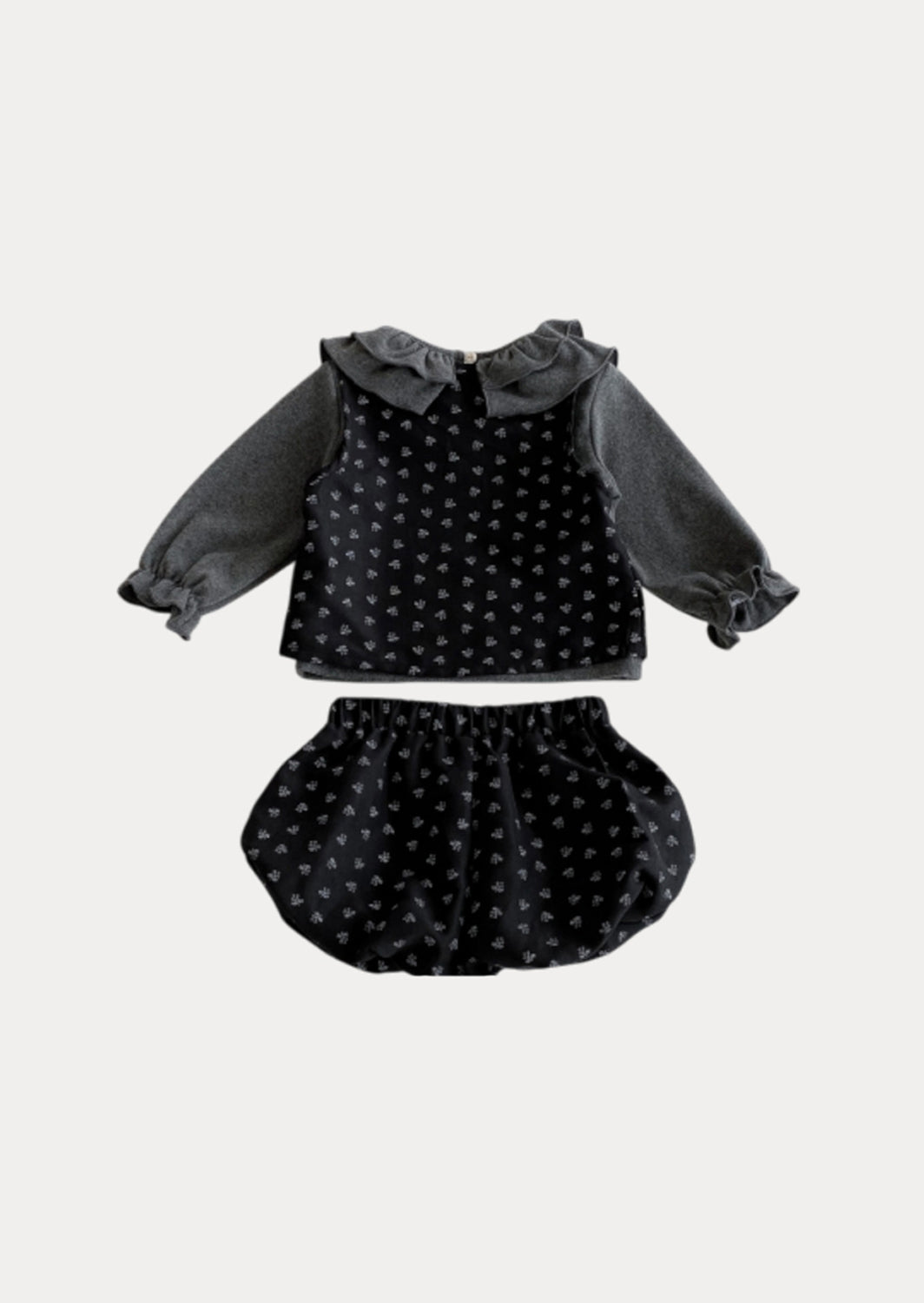Marcie 3 Pc Bubble Bloomer Set in Black