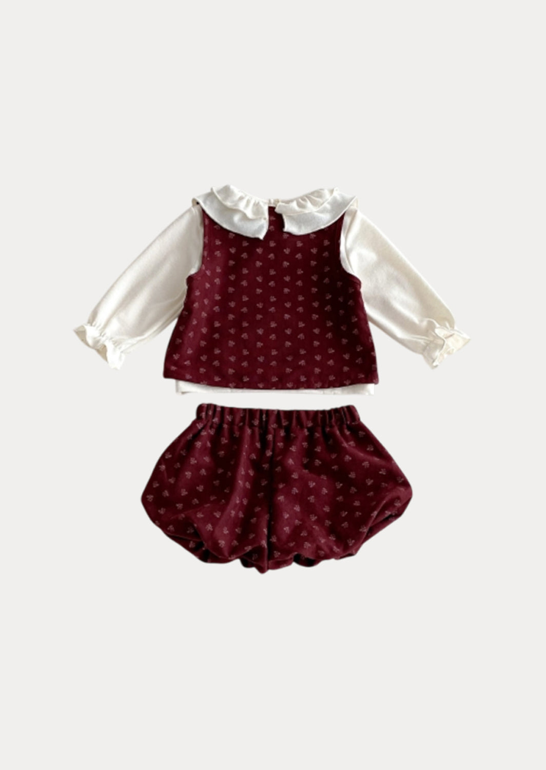 Marcie 3 Pc Bubble Bloomer Set in Deep Red