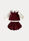 Marcie 3 Pc Bubble Bloomer Set in Deep Red