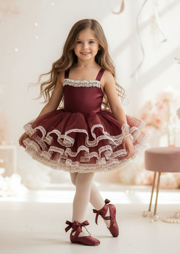 Odette Tutu Dress Burgundy