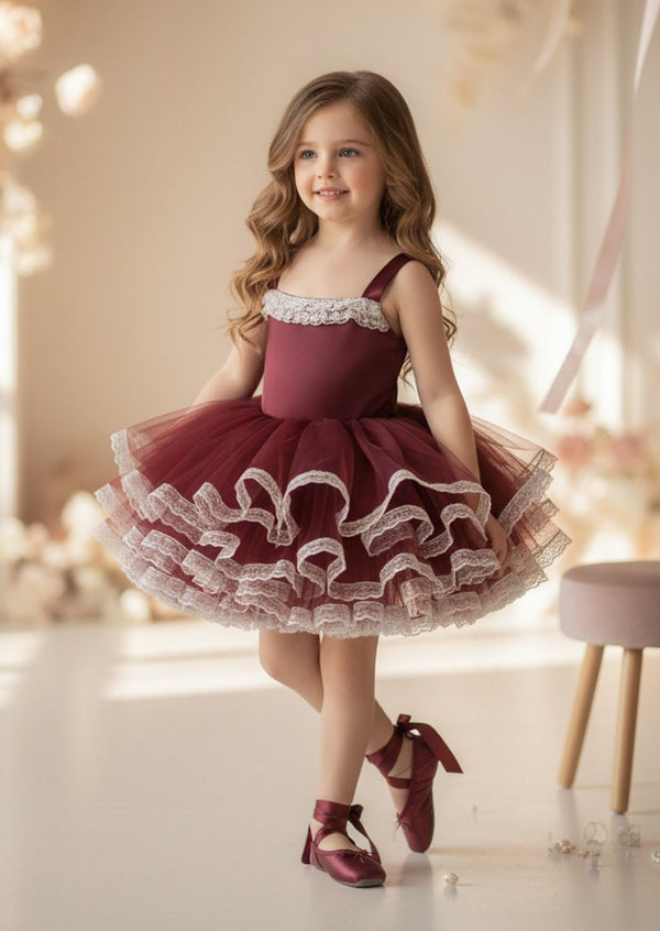 Odette Tutu Dress Burgundy