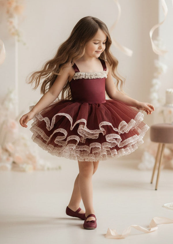 Odette Tutu Dress Burgundy