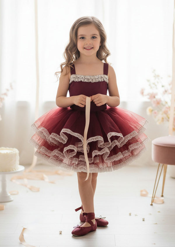 Odette Tutu Dress Burgundy