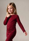 Comfy Cotton Girls Pajama Set in deep red