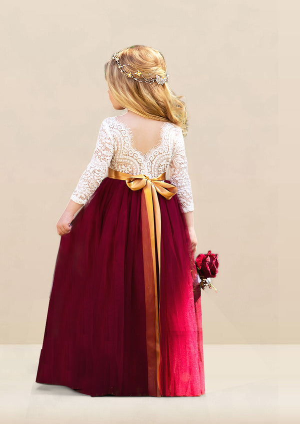 burgundy flower girl dresses