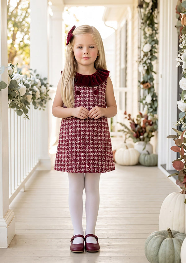 Picture Perfect Burgundy Plaid Button Dress - Girls Fall Clothing