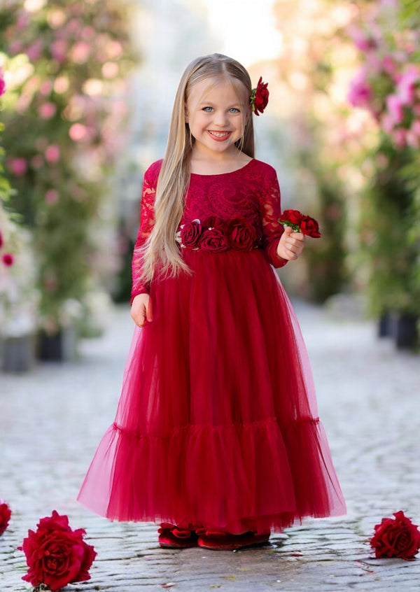 Burgundy wine flower girl dresses for toddlers