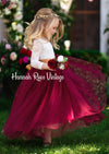 Wine Flower Girl Dress with Sash