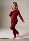 Comfy Cotton Girls Pajama Set in deep red