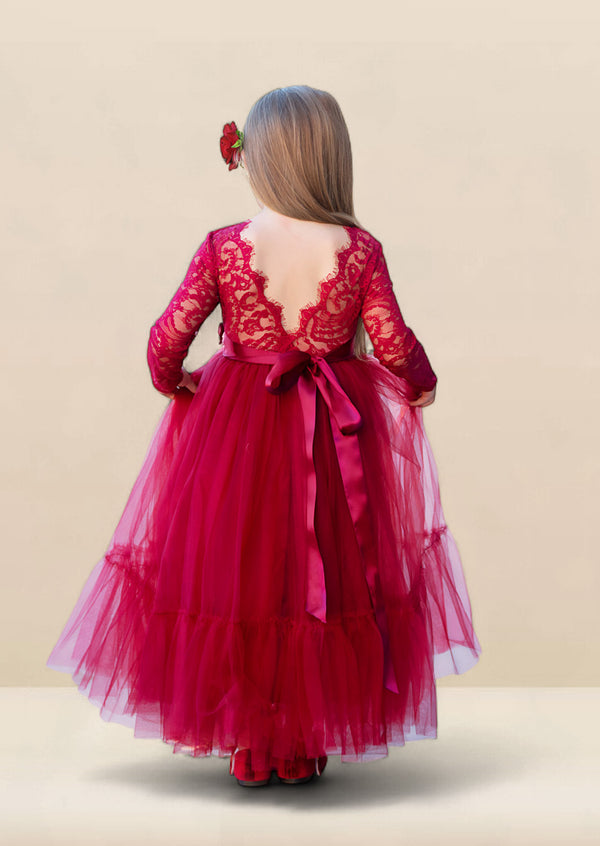 burgundy flower girl dresses