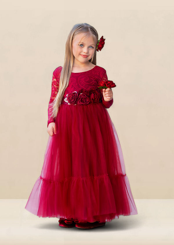 burgundy flower girl dresses