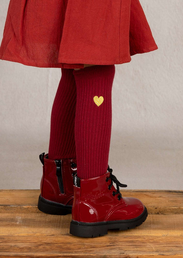 GIRLS - Burgundy Ribbed Over the Knee Socks - Hannah Rose Vintage Boutique