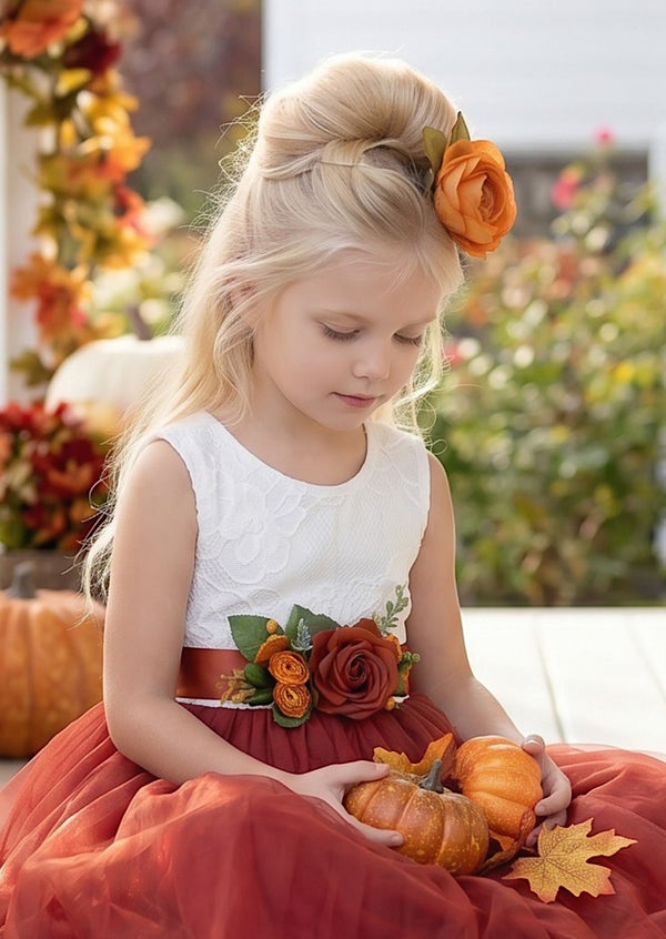 Custom Fall Colors Flower Sash Belt