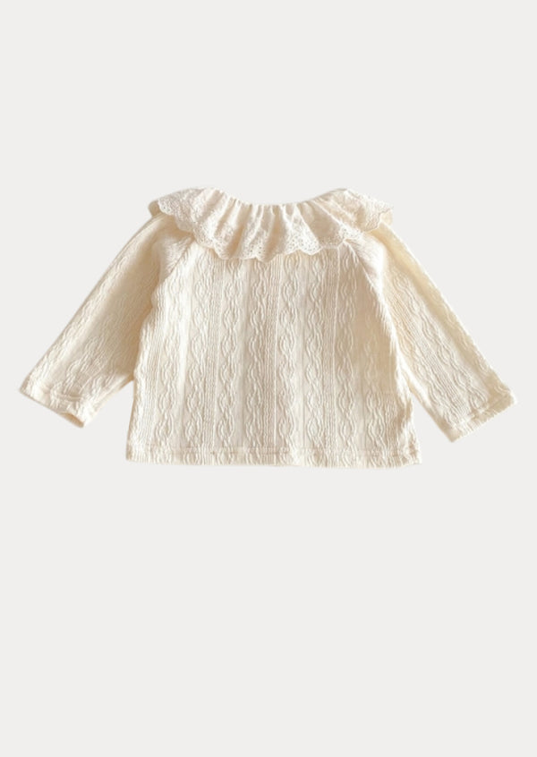 Jacquard Patterned Button Top in Beige