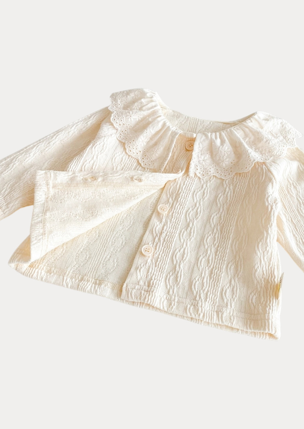 Jacquard Patterned Button Top in Beige