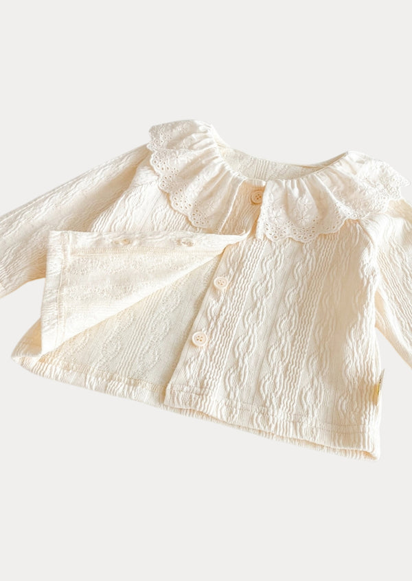 Jacquard Patterned Button Top in Beige