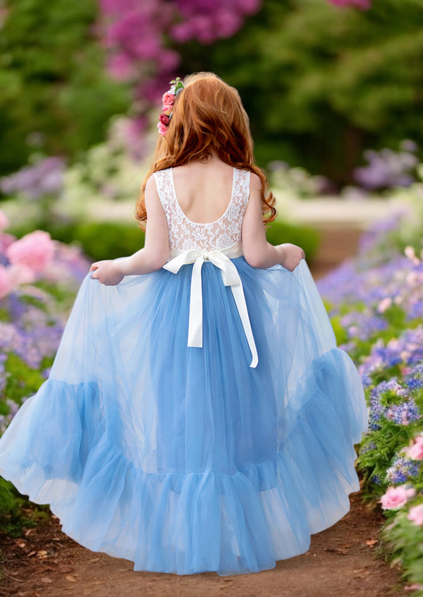 scoop back dusty blue flower girl dresses for toddlers