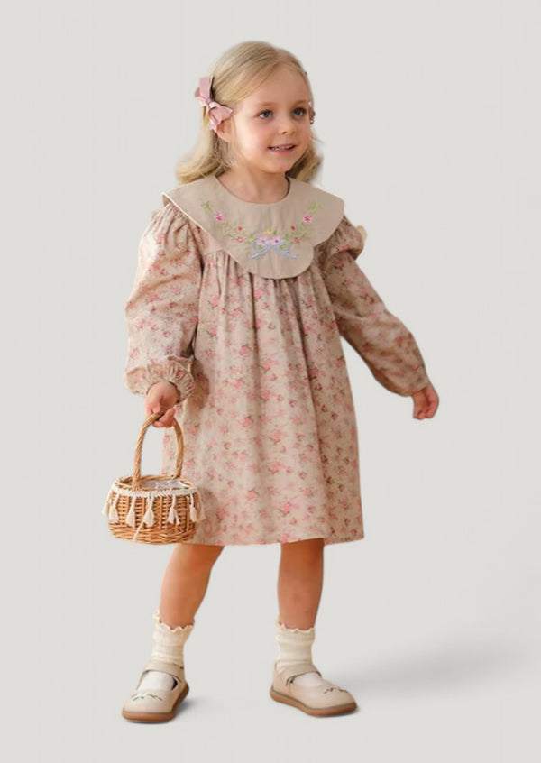 Calliope Embroidered Linen Print Dress