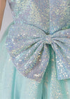 Camille Aqua Sequin Gown  Silver Bodice Formal Dress