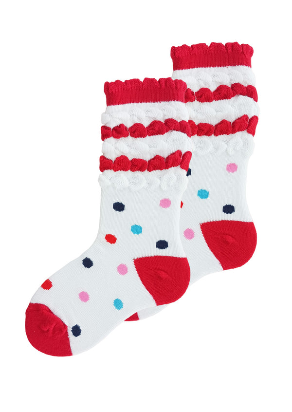 girls candy dot red socks