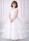Cap Sleeve Tiered White Dress for Girls | First Communion Dress