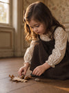 Girls Brown Cotton Pinafore & Dress Set | Girls Fall Dresses