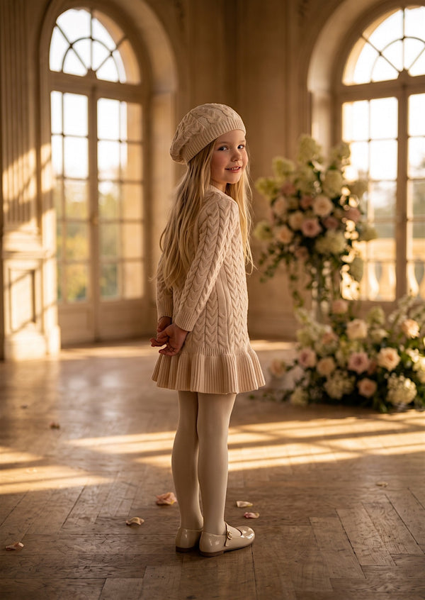 Cecile Charm Knit Dress Ivory | Girls Fall Dresses, Fall Clothing