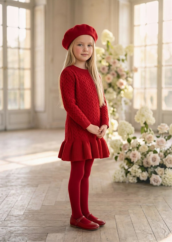 Cecile Charm Knit Dress Red | Girls Fall Dresses, Fall Clothing