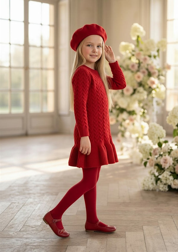 Cecile Charm Knit Dress Red | Girls Fall Dresses, Fall Clothing