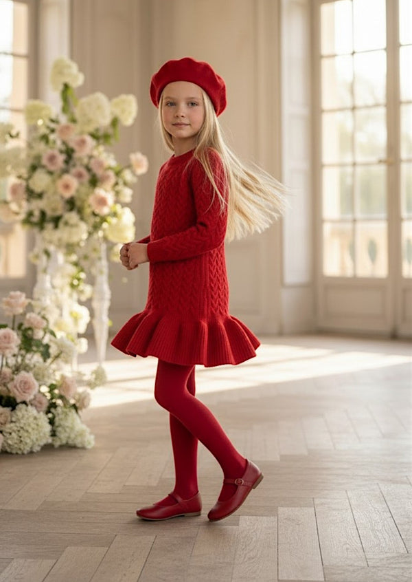 Cecile Charm Knit Dress Red | Girls Fall Dresses, Fall Clothing