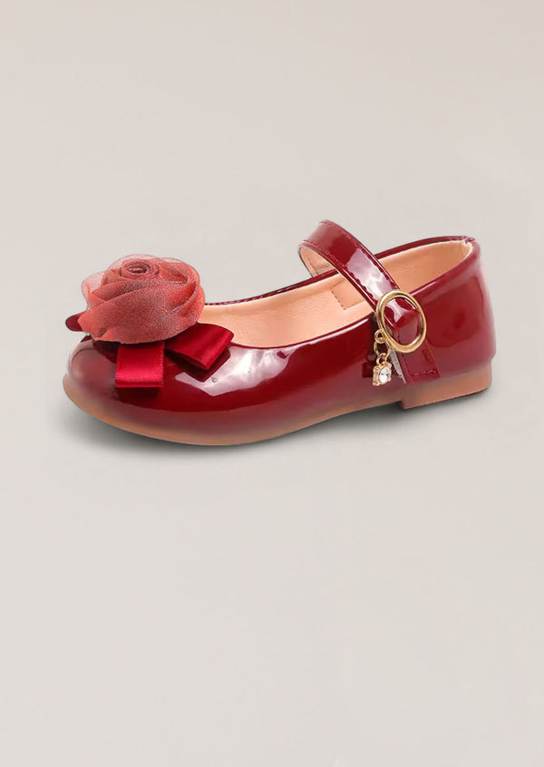 Toddler Girls Red Special Occasion shoes with Rose detail