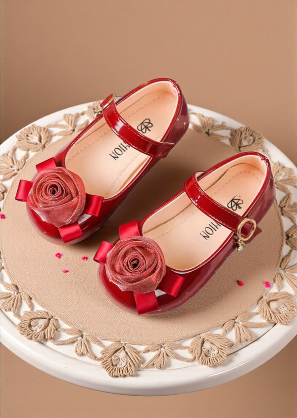 Toddler Girls Red Special Occasion shoes with flower detail
