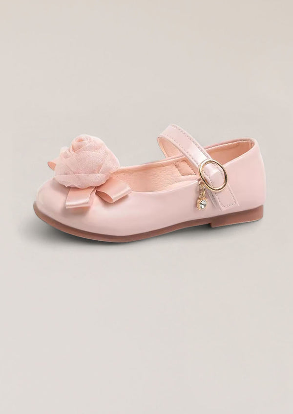 Toddler Girls Pink flower girl Special Occasion shoes with Rose detail