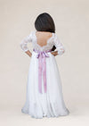 Hannah Rose Celine Dress in White (Shown with Lavender Sash)