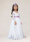 Hannah Rose Celine Dress in White (Shown with Lavender Sash)