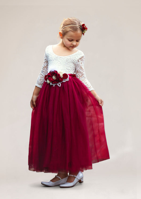 burgundy wine flower girl dresses