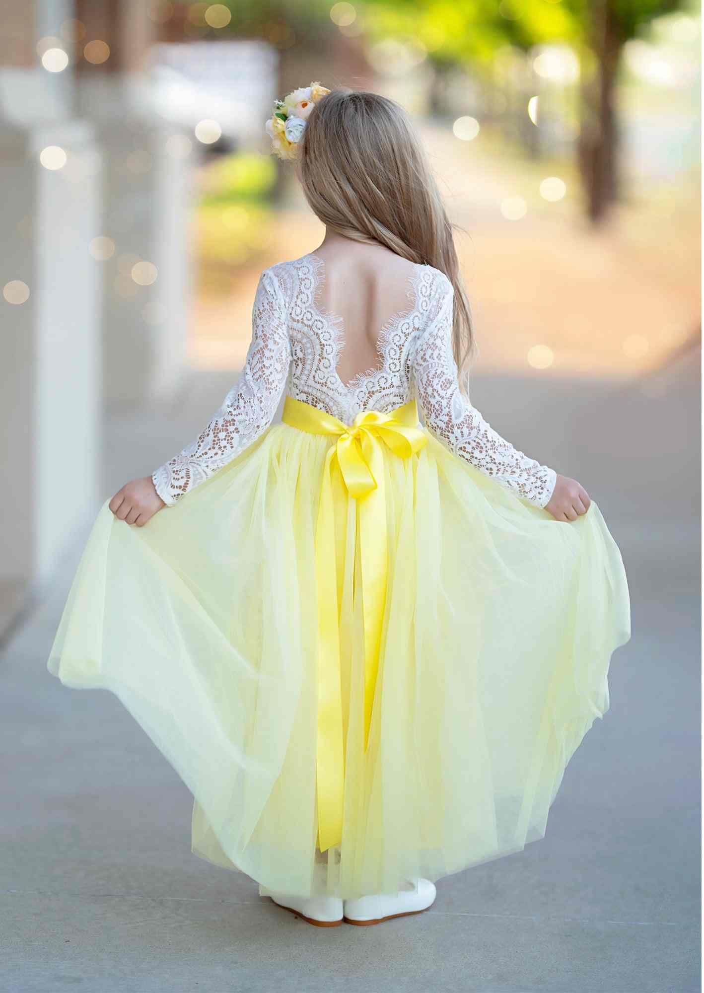 Rustic vintage backless flower girl dresses
